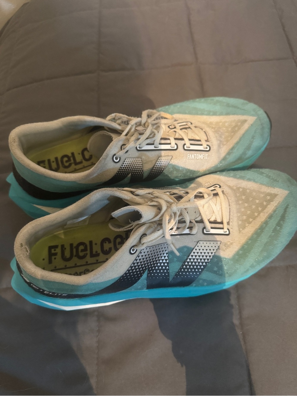 New Balance Teal and Cream FuelCell Athletic Shoes
